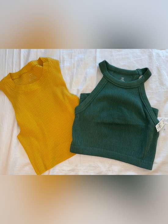 aerie Tops - Aerie Ribbed Sleeveless tops 2 pack Yellow and green
